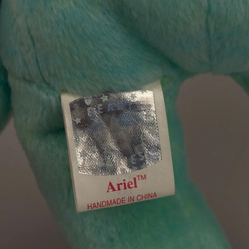 Ty Beanie Baby Teal Ariel Teddy Bear Plush‎ Toy 2000 PE Pellets